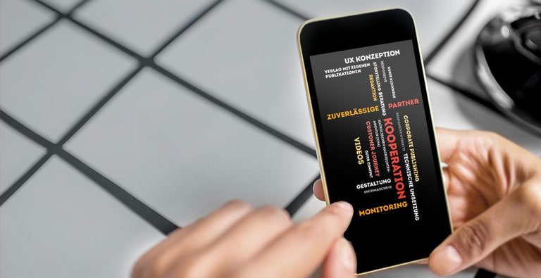 Hände halten Smartphone