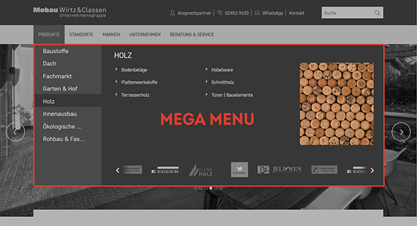 Mega Menu - Mobau Website