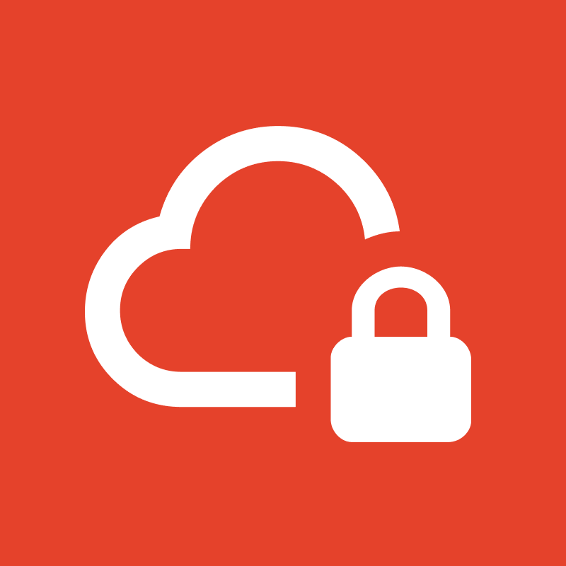 Weiße Wolke und Vorhängeschloss-Symbol auf rotem Hintergrund, das für Datensicherheit steht.