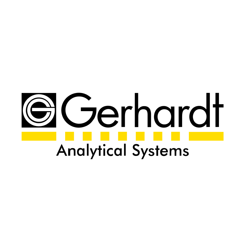 Logo von Gerhardt Analytical Systems mit schwarzem Text und gelben Quadraten unter dem Firmennamen.