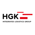 Logo mit HGK in fetten schwarzen Buchstaben, roten Balken und INTEGRATED LOGISTICS GROUP darunter in schwarzer Schrift.